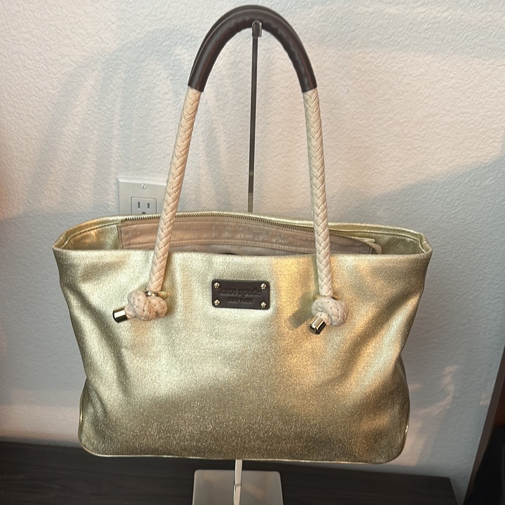 Kate Spade Boat Tie Gold Metallic Tote
